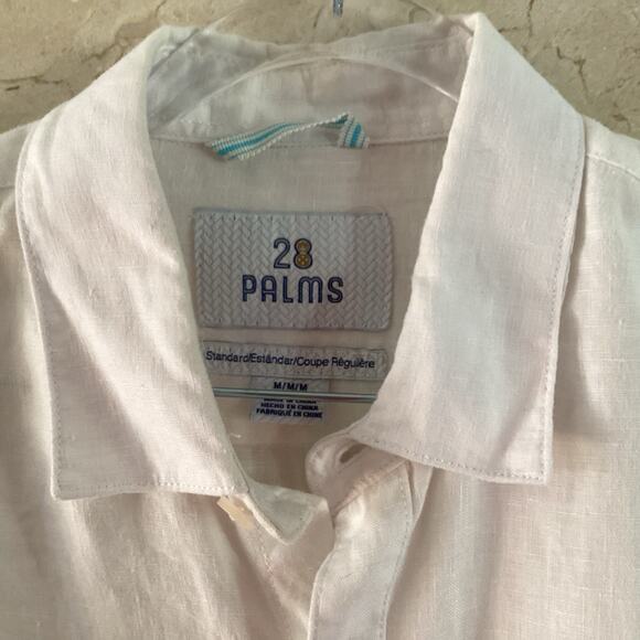 28 Palms White Linen Button-Down Shirt Men’s M Long Sleeve Resort Casual - Picture 3 of 7